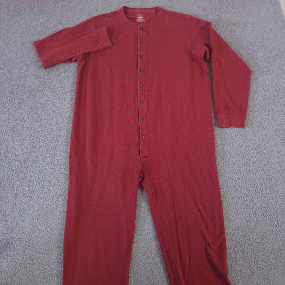 Duluth Trading Co Union Suit Mens 2XL Red Waffle Knit Button Front Base Layer